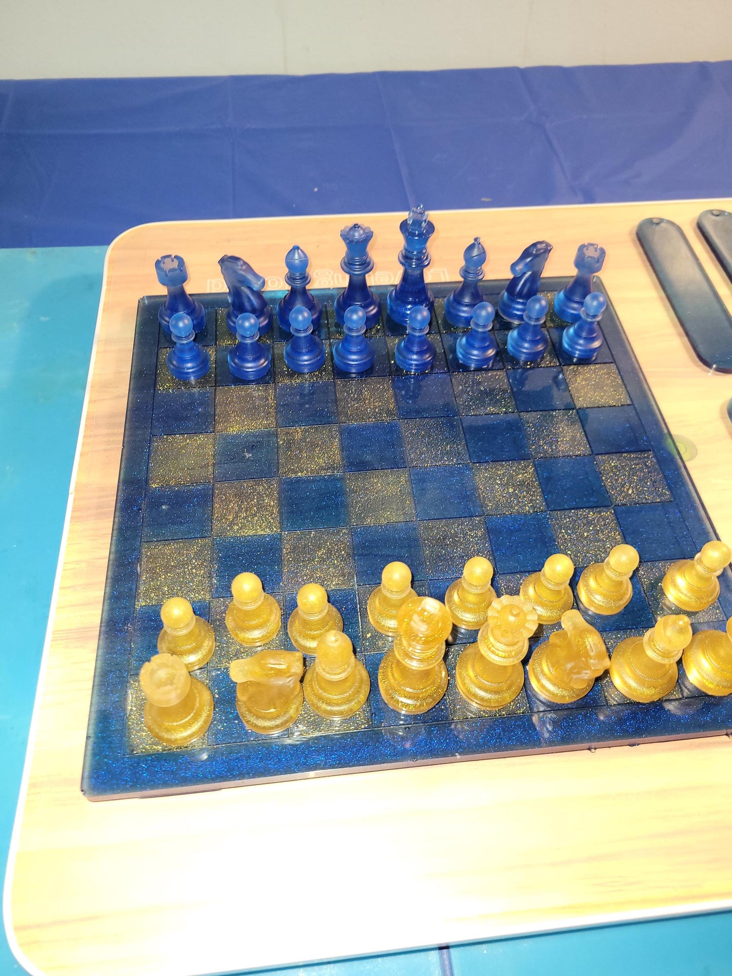 Chess set with chess and checker pieces