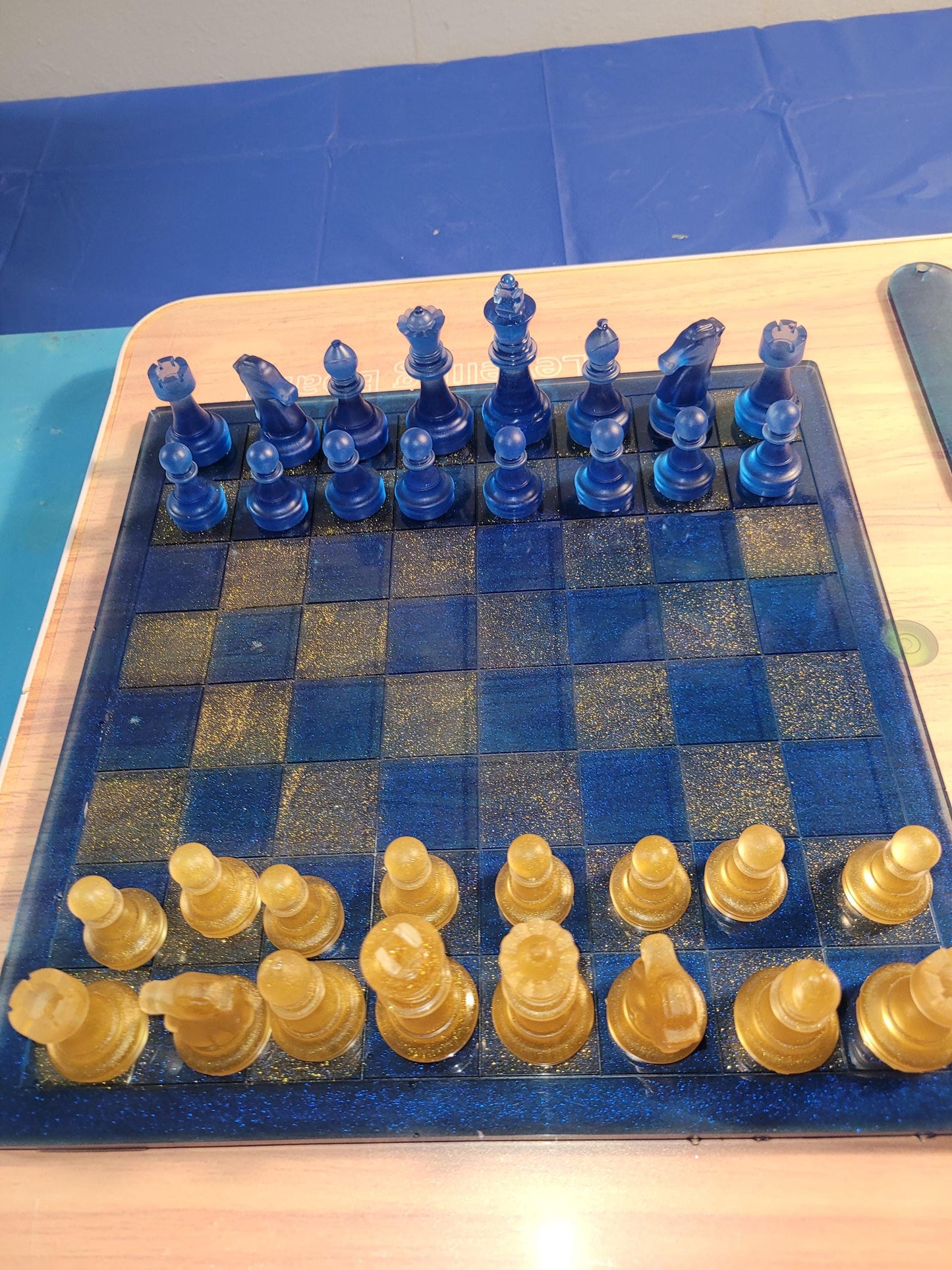 Chess set with chess and checker pieces