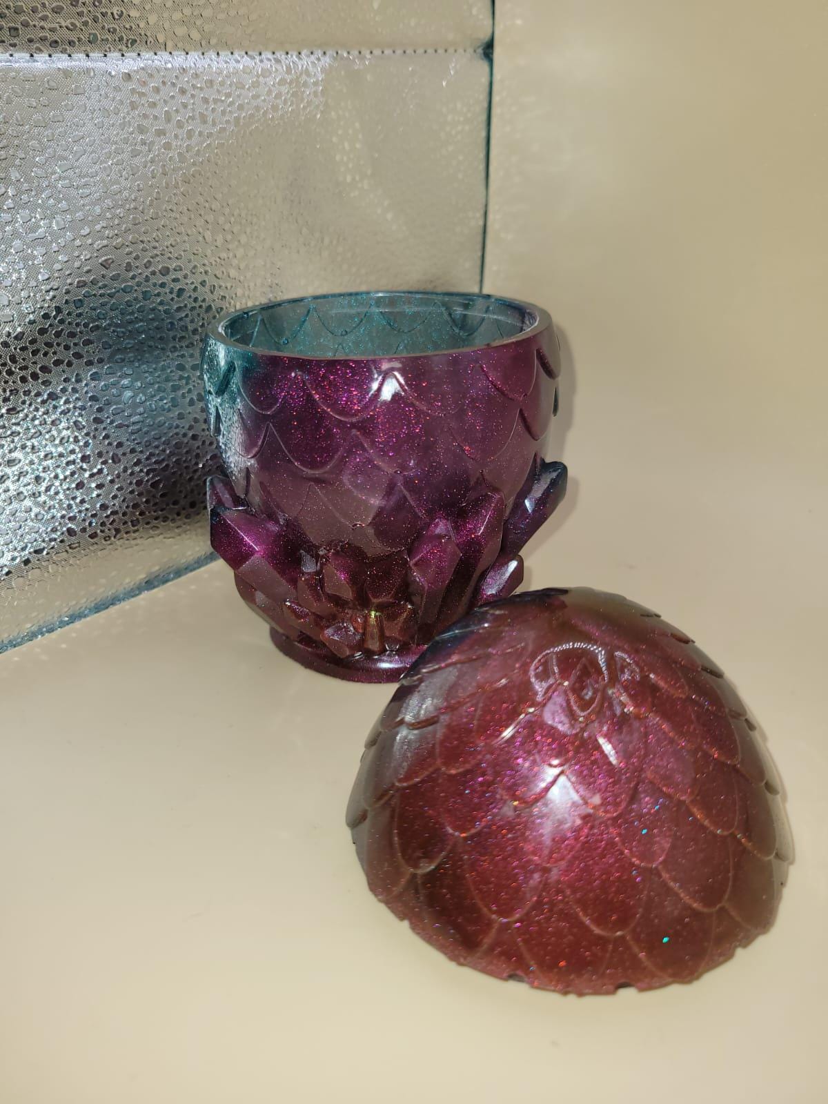Hand crafted Dinosaur Egg, colorful, storage, Egg Jar/ Dragon Egg Jar