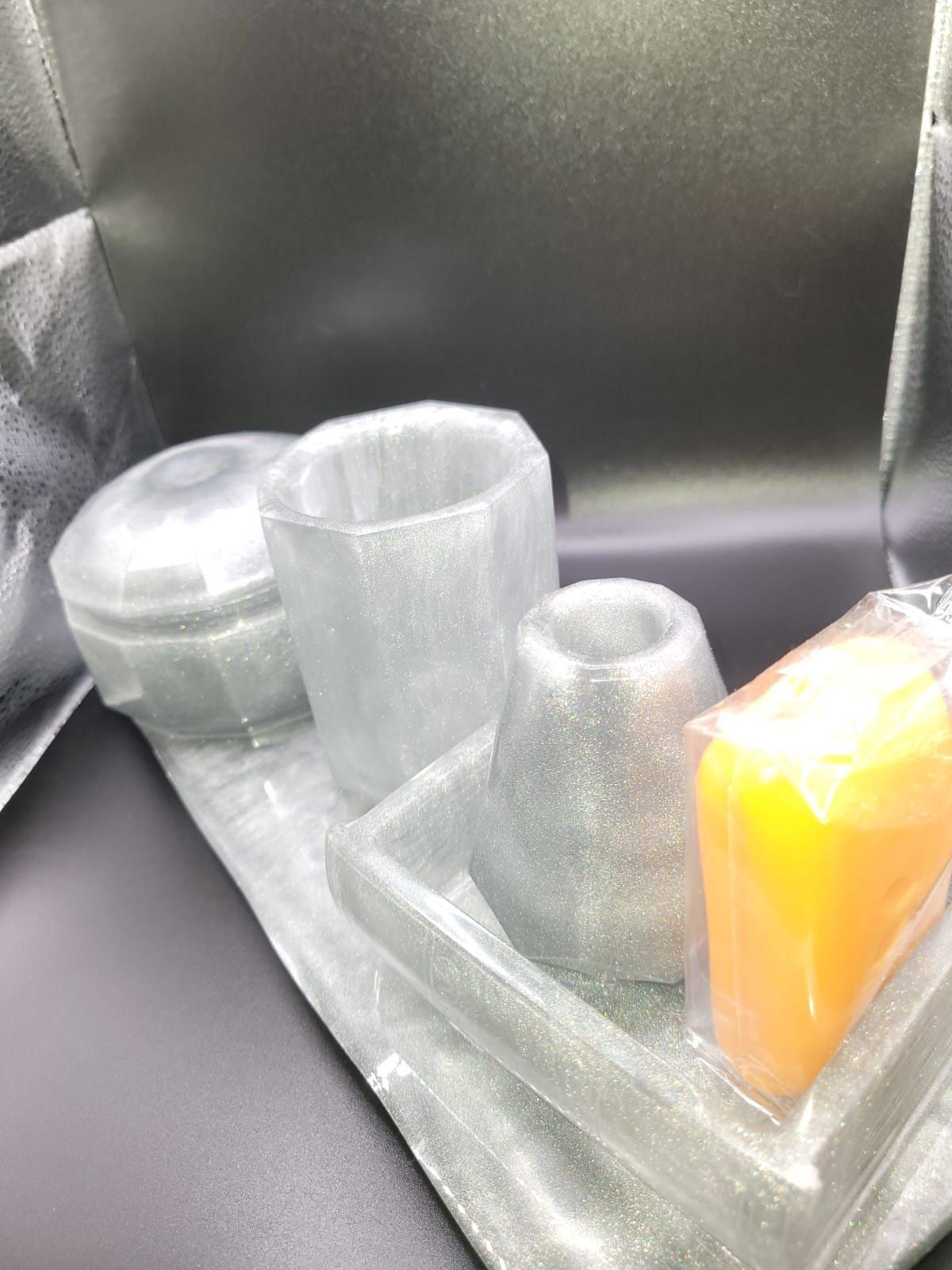 Handmade Resin Bathroom Set - 4-Piece Luxury Vanity Accessory Collection