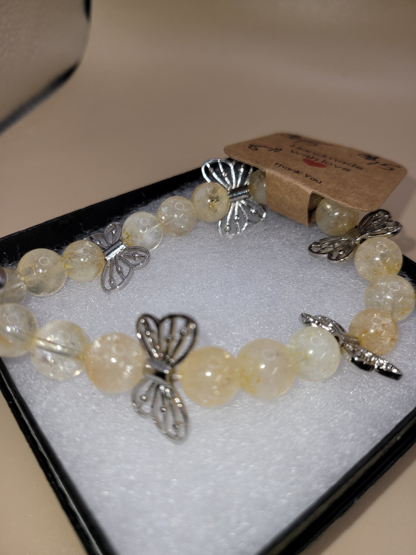 Hand crafted 8-inch Butterfly beaded bracelet