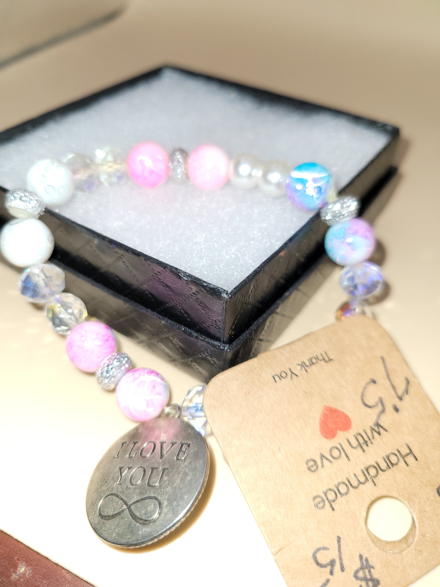 Hand beaded I Love You Bracelet