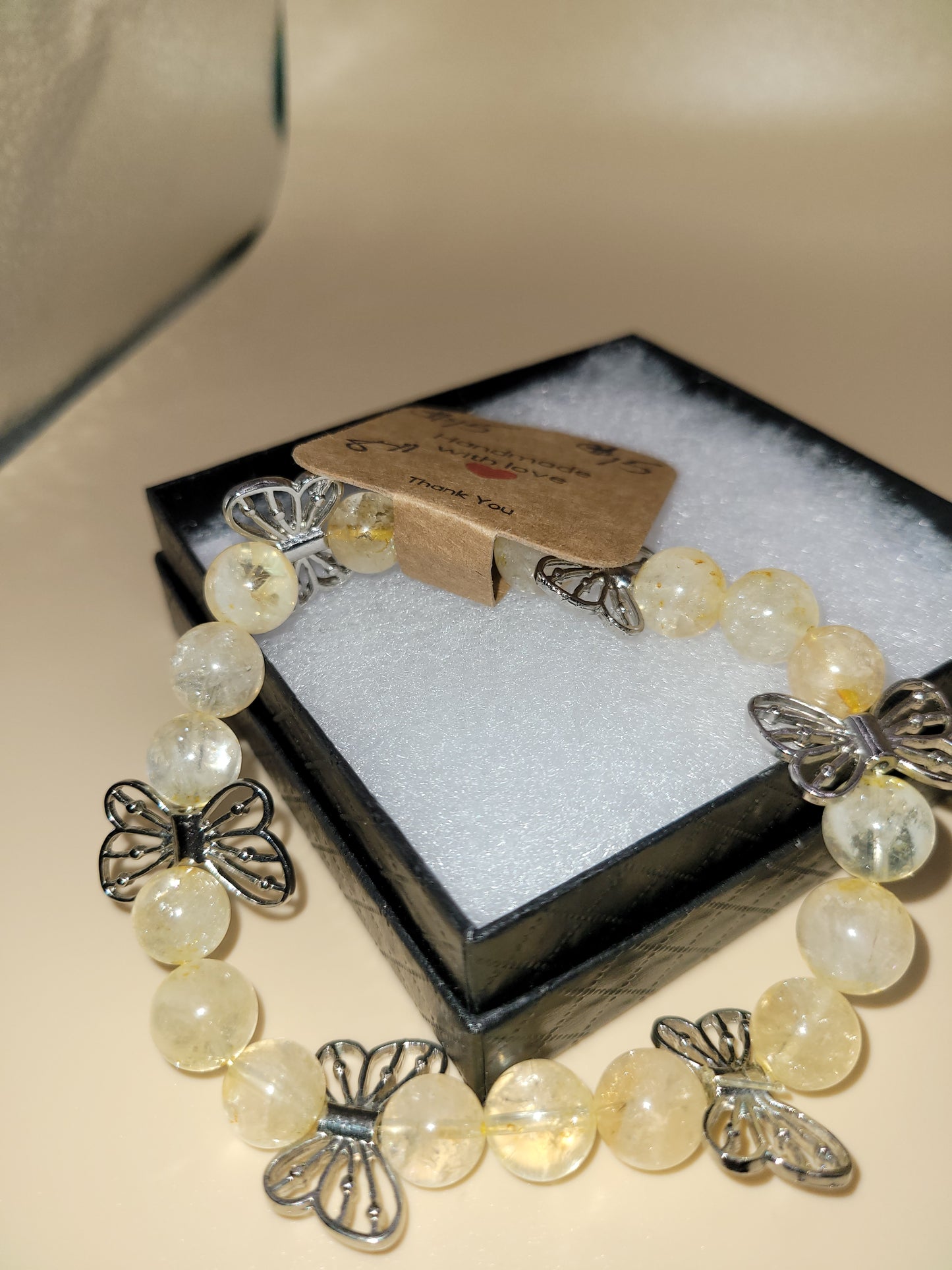 Hand crafted 8-inch Butterfly beaded bracelet