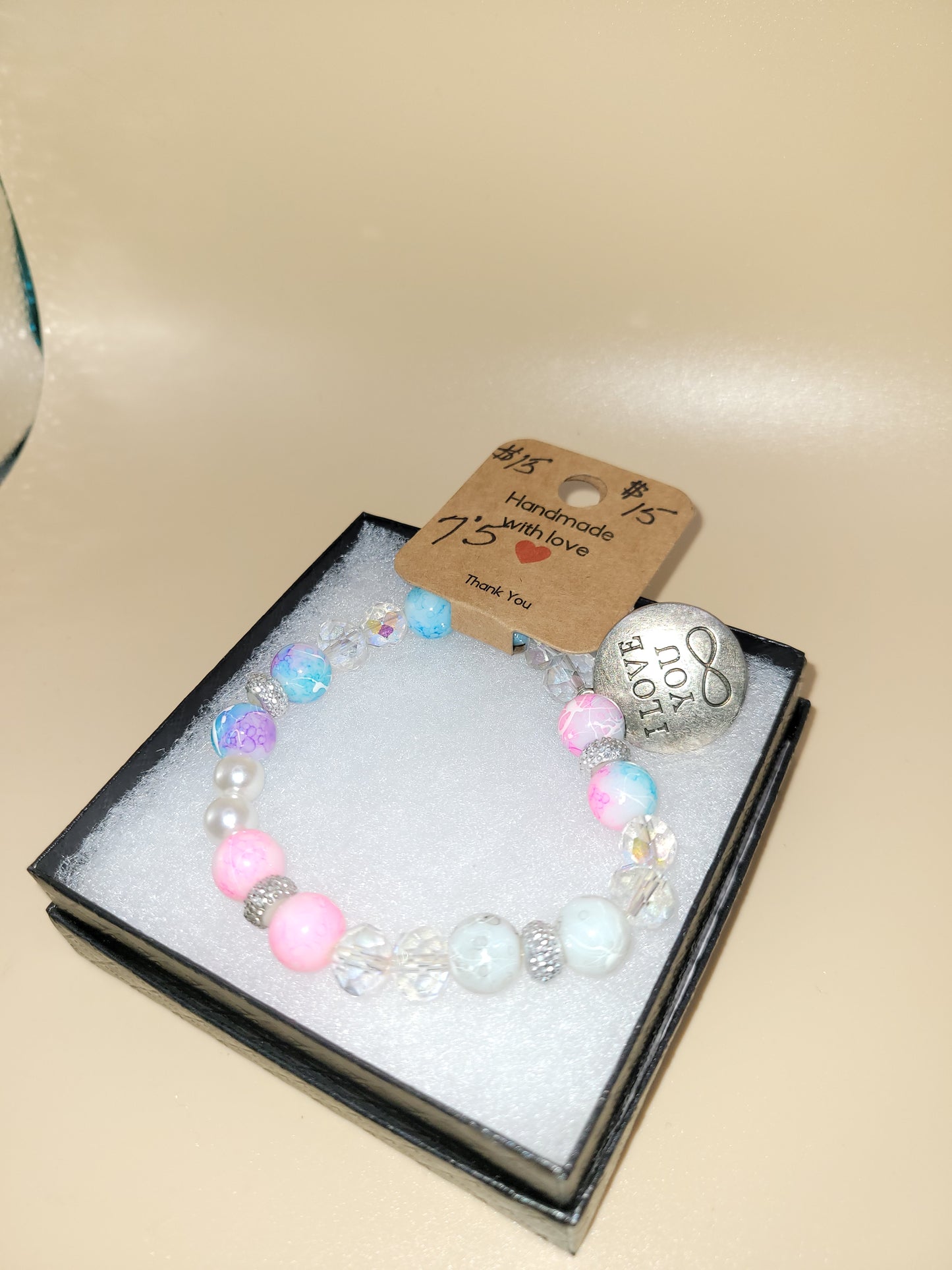 Hand beaded I Love You Bracelet