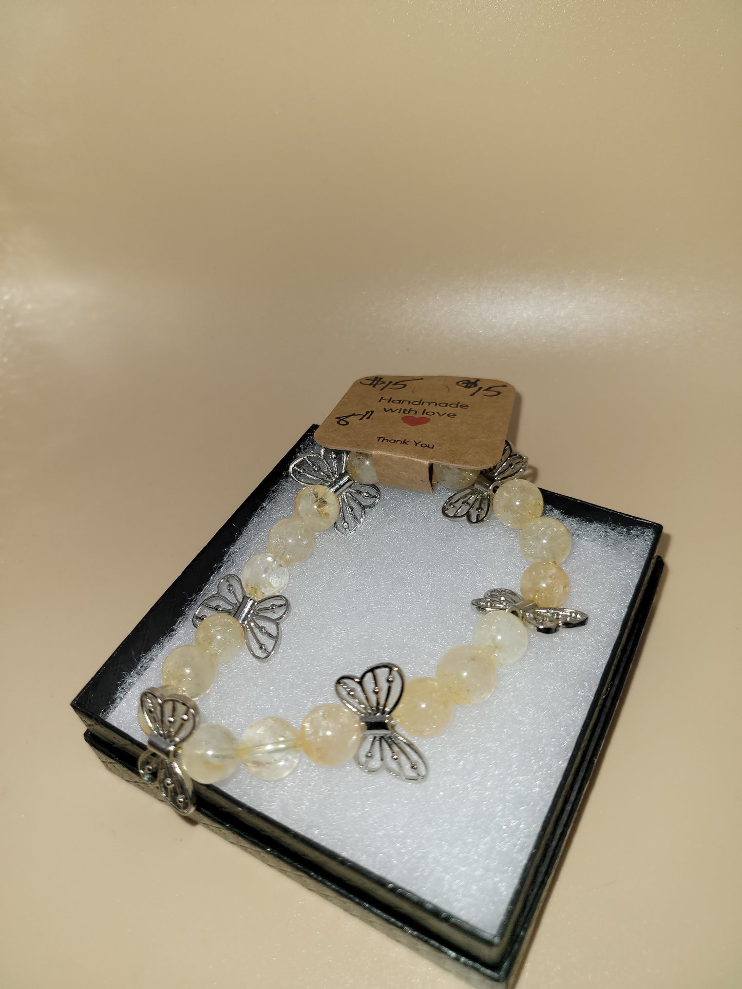 Hand crafted 8-inch Butterfly beaded bracelet