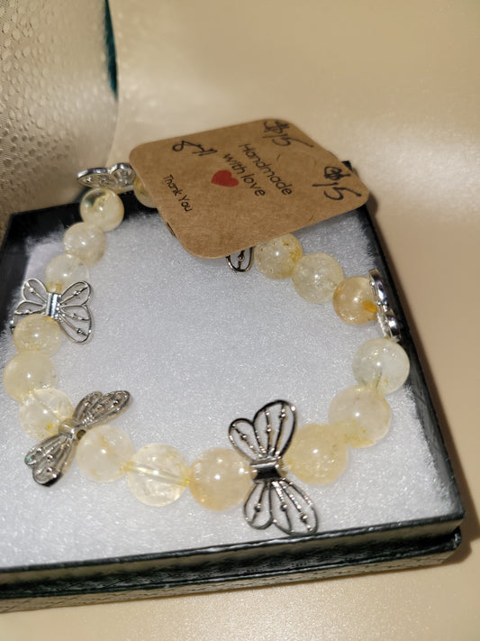 Hand crafted 8-inch Butterfly beaded bracelet