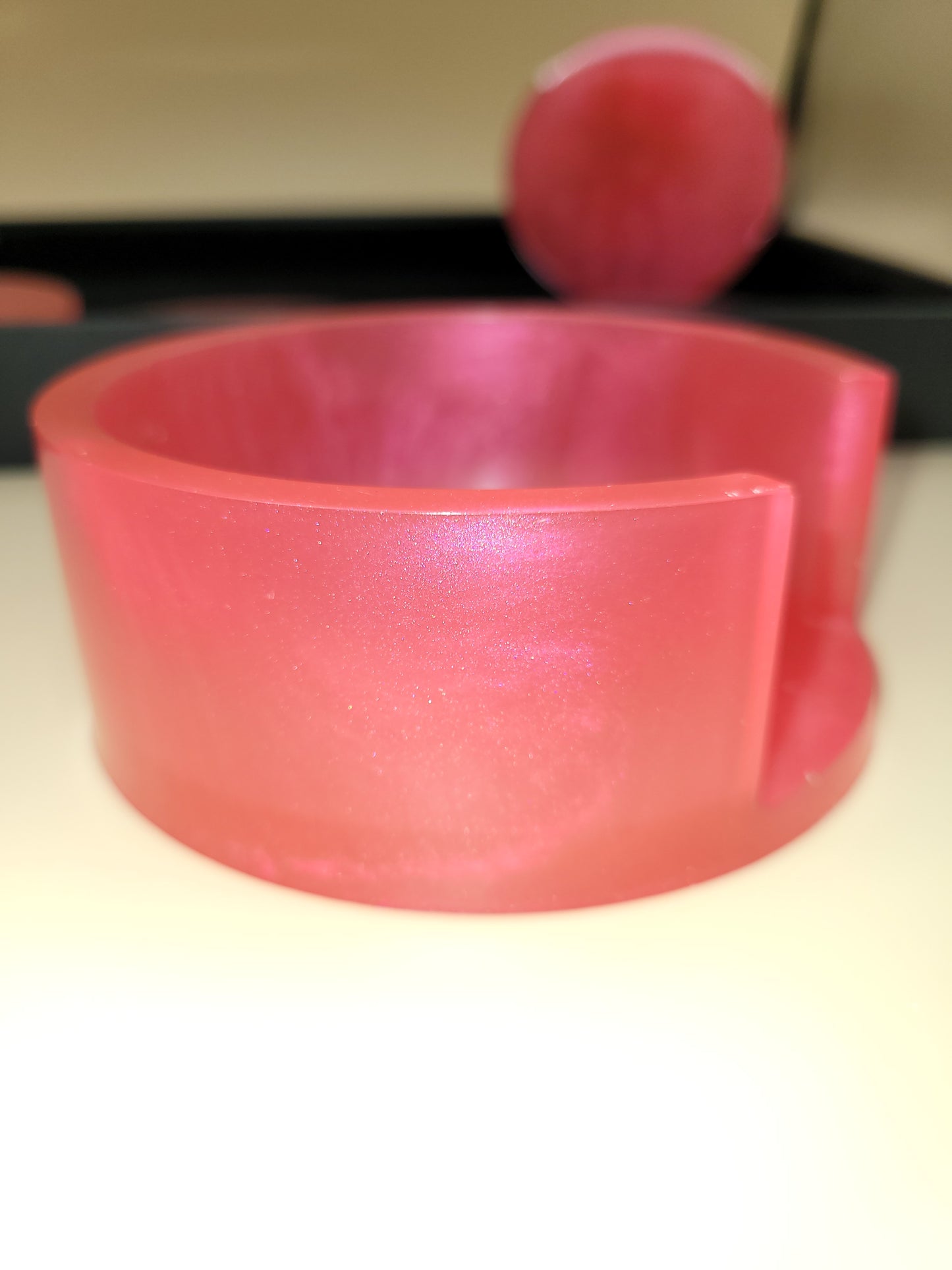 Pink Handmade Resin Coaster Set with Holder