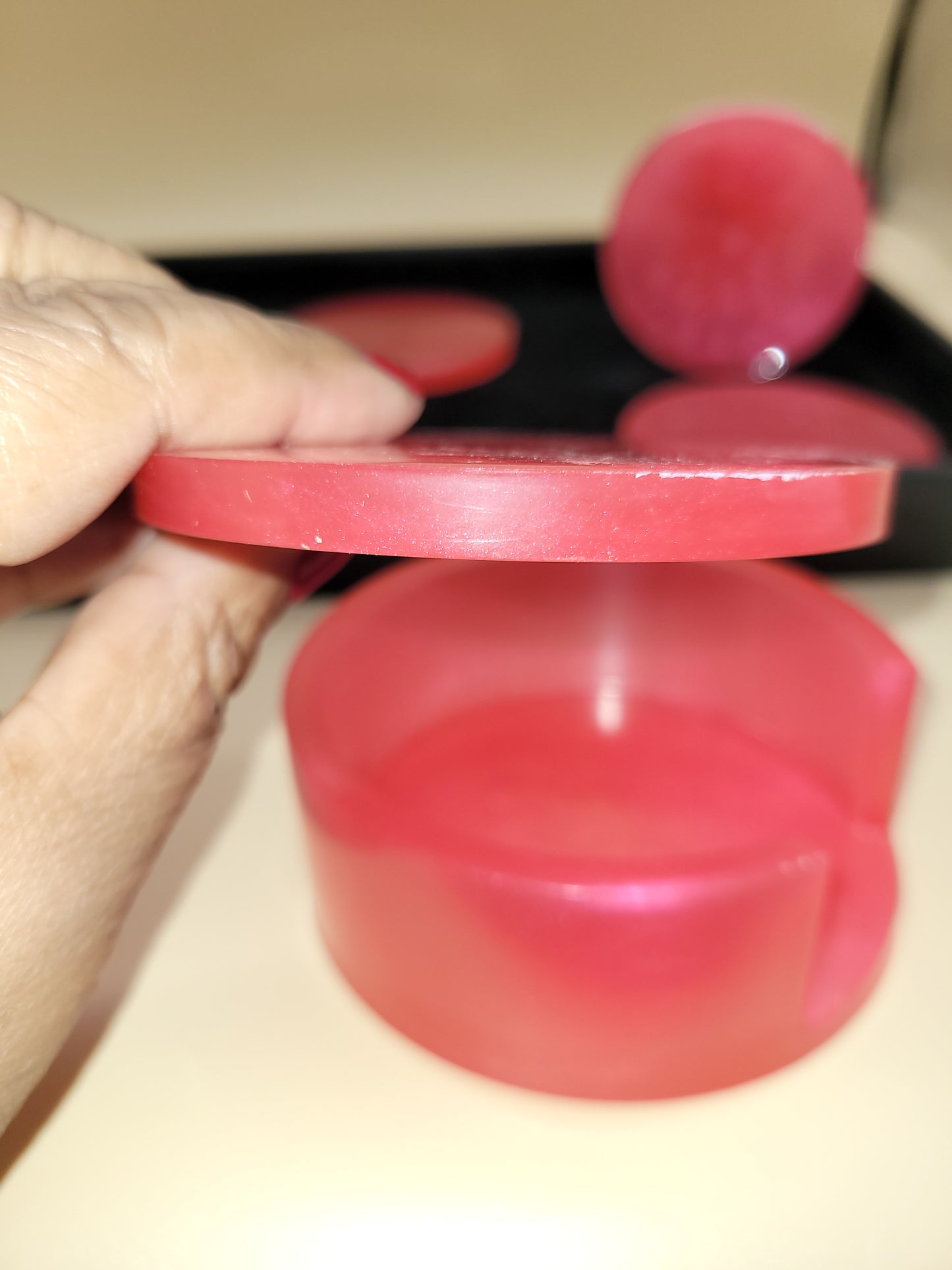 Pink Handmade Resin Coaster Set with Holder