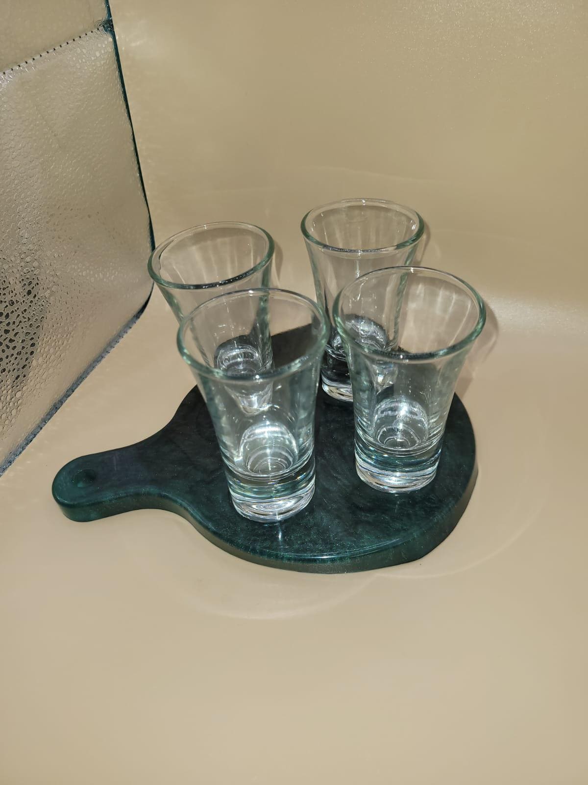 Rustic Shot Glass & Wine Holder Set with Matching Coasters  Handmade Resin Bar Set, Party Gift, Wine Rack with Coasters, Housewarming Gift