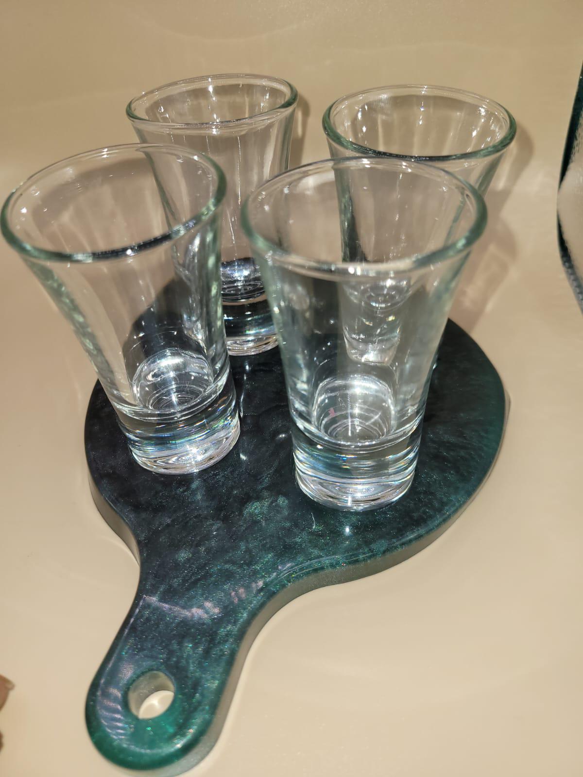 Rustic Shot Glass & Wine Holder Set with Matching Coasters  Handmade Resin Bar Set, Party Gift, Wine Rack with Coasters, Housewarming Gift