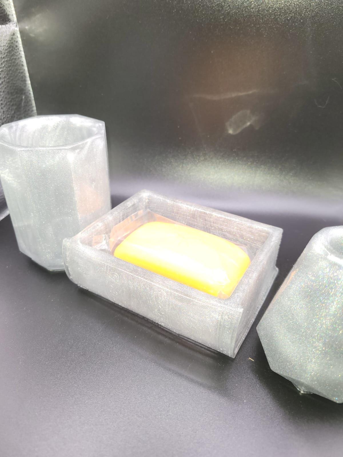 Handmade Resin Bathroom Set - 4-Piece Luxury Vanity Accessory Collection