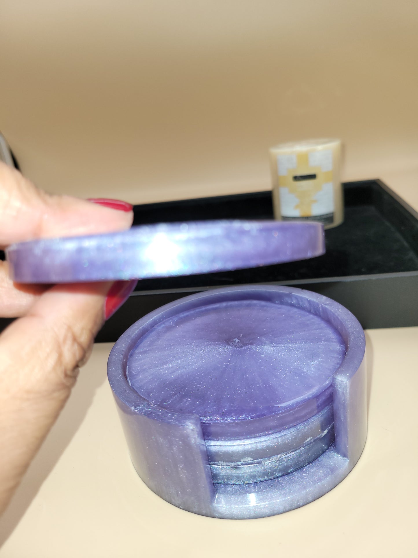 Purple Premium Coaster Set